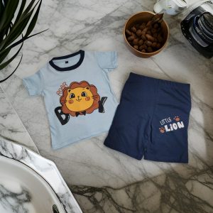 Kids T shirt & Pant Set (sky Deep Little Lion) - Image 2