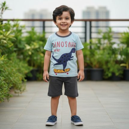 Kids T shirt & Pant Set( Sky Dinosaur)