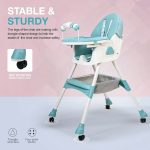 4 in 1 Multifunctional High And Feeding Chair with Dining Tray & Wheels (Model H601) Yellow Colour - Image 3