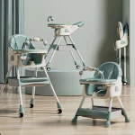 4 in 1 Multifunctional High And Feeding Chair with Dining Tray & Wheels (Model H601) Mint Colour