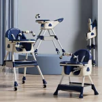 4 in 1 Multifunctional High And Feeding Chair with Dining Tray & Wheels (Model H601) Blue Colour
